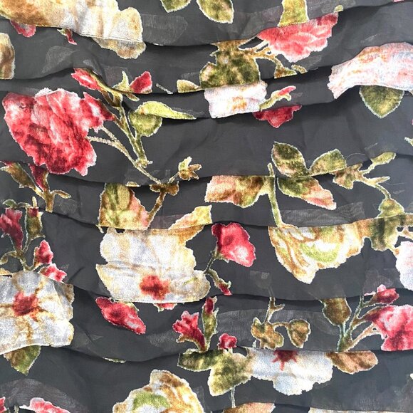 ASTR THE LABEL Floral Velvet Burnout Mini Dress L Black Red Ruffled Whimsigoth - Picture 4 of 16